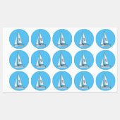 Cartoon Sailboat Etiketten (Blatt)