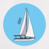 Cartoon Sailboat Etiketten (Design 1)