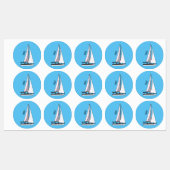 Cartoon Sailboat Etiketten (Blatt)