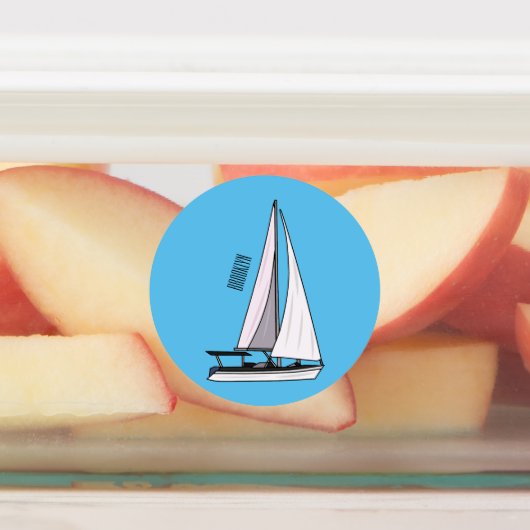 Cartoon Sailboat Etiketten (Befestigt)