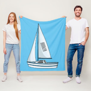 Cartoon Sailboat Fleecedecke