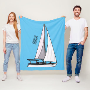 Cartoon Sailboat Fleecedecke
