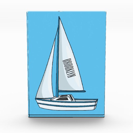 Cartoon Sailboat Fotoblock (Vorderseite)