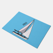 Cartoon Sailboat Fußmatte (Schrägansicht)