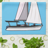 Cartoon Sailboat Geschirrtuch (Gefaltet)