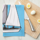 Cartoon Sailboat Geschirrtuch (Viertel Falte)