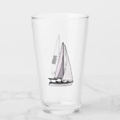 Cartoon Sailboat Glas (Rückseite)