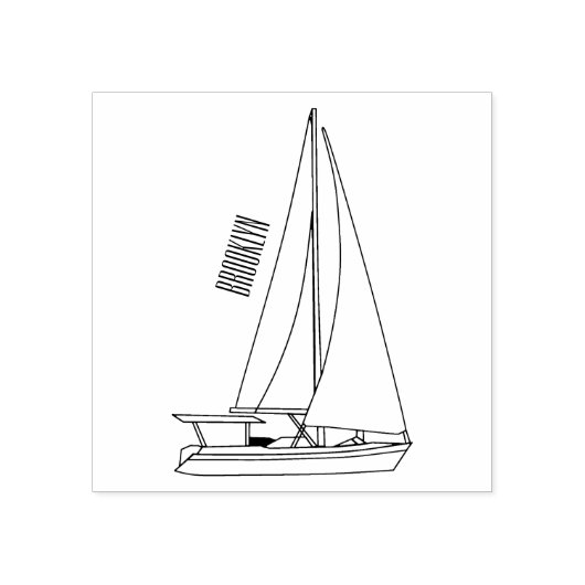 Cartoon Sailboat Gummistempel (Prägung)