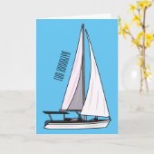 Cartoon Sailboat Karte (Gelbe Blume)