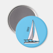 Cartoon Sailboat Magnet (Vorderseite/Rückseite)