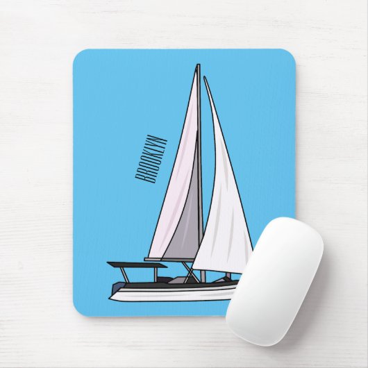 Cartoon Sailboat Mousepad (Mit Mouse)