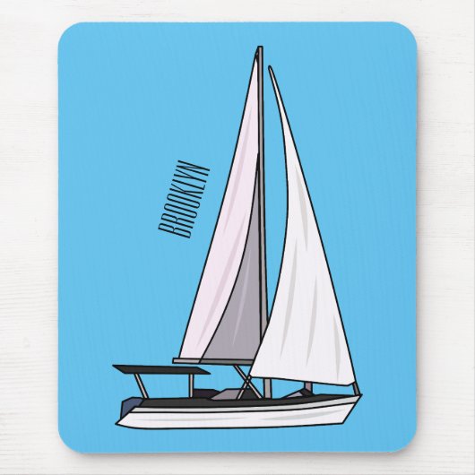 Cartoon Sailboat Mousepad (Vorne)