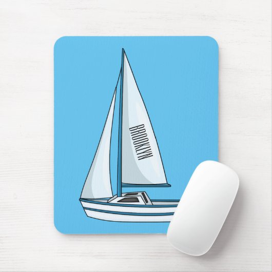 Cartoon Sailboat Mousepad (Mit Mouse)
