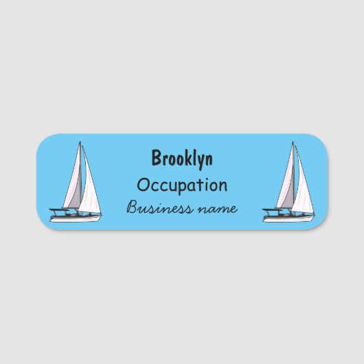Cartoon Sailboat Namensschild (Vorderseite)