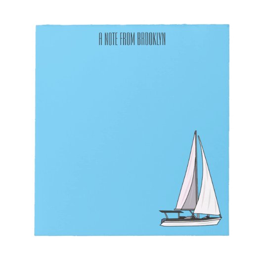 Cartoon Sailboat Notizblock (Vorderseite)