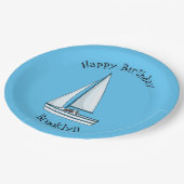 Cartoon Sailboat Pappteller (Schrägansicht)
