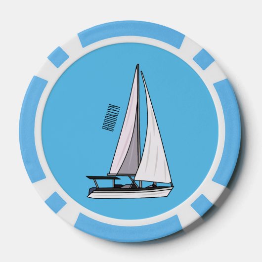 Cartoon Sailboat Pokerchips (Rückseite)