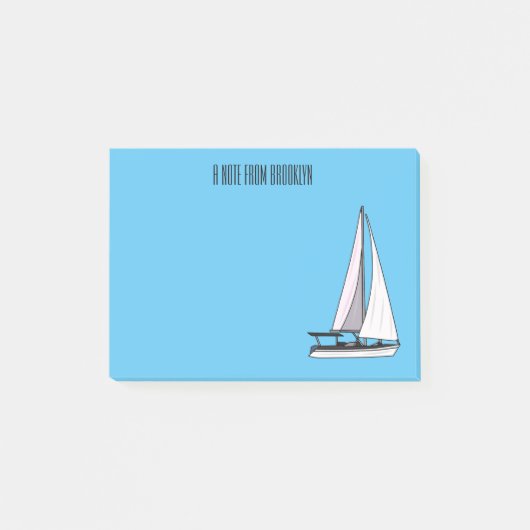 Cartoon Sailboat Post-it Klebezettel (Vorderseite)