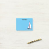 Cartoon Sailboat Post-it Klebezettel (Auf Schreibtisch)