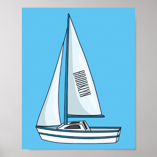 Cartoon Sailboat Poster (Vorne)