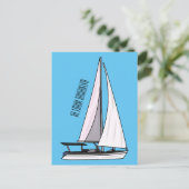Cartoon Sailboat Postkarte (Stehend Vorderseite)
