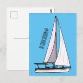 Cartoon Sailboat Postkarte (Vorne/Hinten)