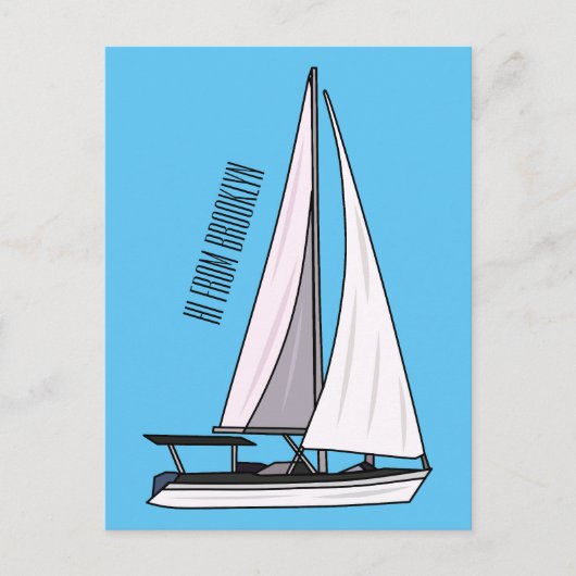 Cartoon Sailboat Postkarte (Vorderseite)