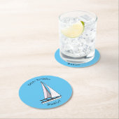 Cartoon Sailboat Runder Pappuntersetzer (Vor Ort)