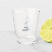 Cartoon Sailboat Schnapsglas (Rückseite)