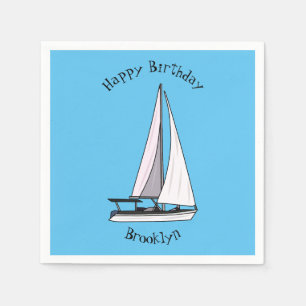 Cartoon Sailboat Serviette