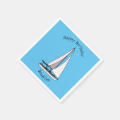 Cartoon Sailboat Serviette (Ecke)