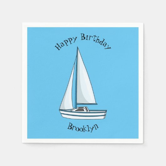 Cartoon Sailboat Serviette (Vorderseite)