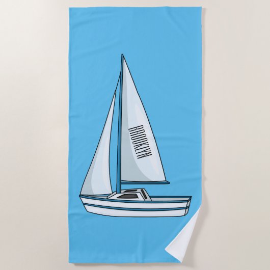 Cartoon Sailboat Strandtuch (Vorderseite)