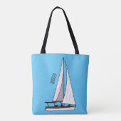 Cartoon Sailboat Tasche (Rückseite)