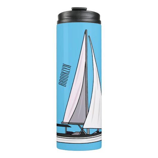 Cartoon Sailboat Thermosbecher (Vorderseite)
