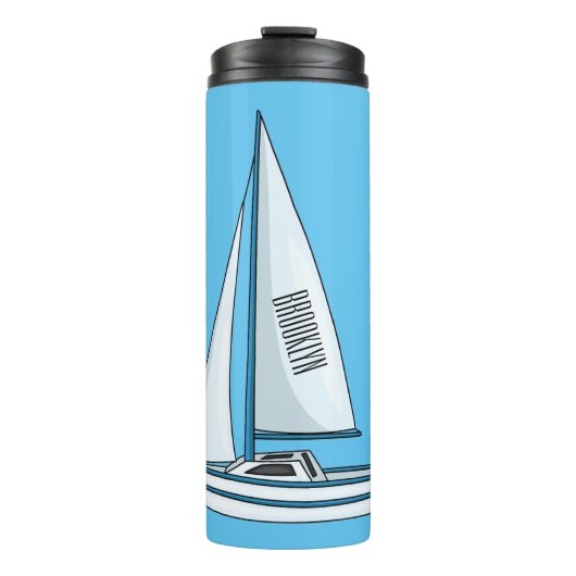Cartoon Sailboat Thermosbecher (Vorderseite)