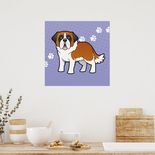 Cartoon Saint Bernard Poster (Küche)