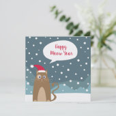 Cartoon Santa Cat in Schneeflocken, glückliches ne (Stehend Vorderseite)