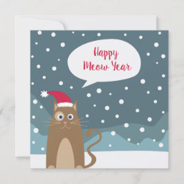Cartoon Santa Cat in Schneeflocken, glückliches ne