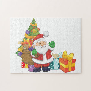 Cartoon santa claus and ohrts box puzzle
