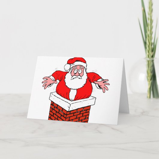 Cartoon Santa Claus got stuck in the chimney Karte (Vorderseite)
