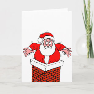 Cartoon Santa Claus got stuck in the chimney Karte