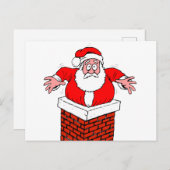 Cartoon Santa Claus got stuck in the chimney Postkarte (Vorne/Hinten)