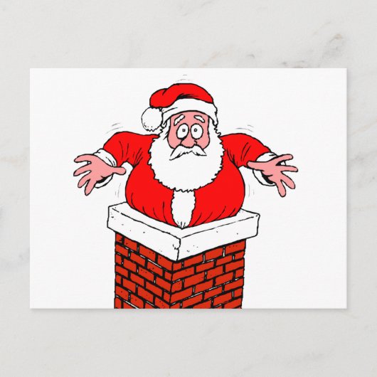 Cartoon Santa Claus got stuck in the chimney Postkarte (Vorderseite)