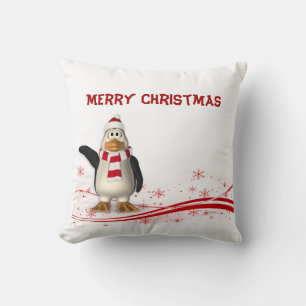 Cartoon Santa Claus & Penguin Weihnachten Kissen