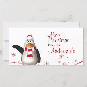 Cartoon Santa Claus Penguin Weihnachtsgrüße Feiertagskarte