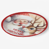 Cartoon Santa Claus Rudolph Christmas Plates Pappteller (Schrägansicht)