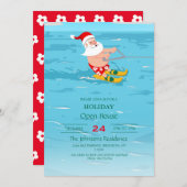 Cartoon Santa Claus Wassersport Einladung (Vorne/Hinten)