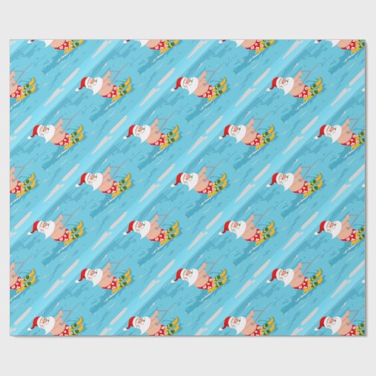 Cartoon Santa Claus water skiing Geschenkpapier (Flach)