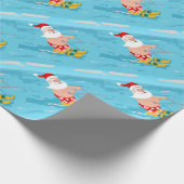 Cartoon Santa Claus water skiing Geschenkpapier (Ecke)